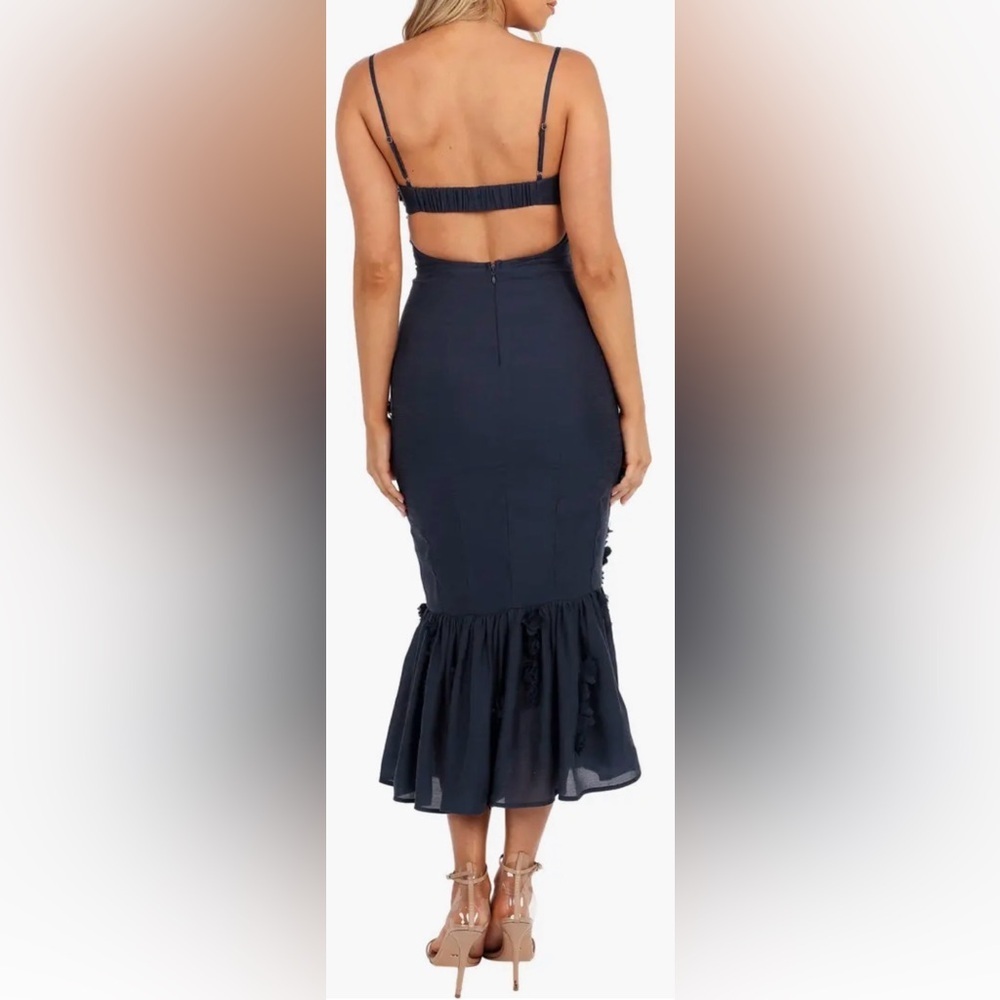 NEW PETAL & PUP Posedly Rosette Mermaid navy  Midi Dress sz M - Picture 5 of 12
